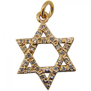 Colgante estrella de david con piedras platabella enchapado rojo